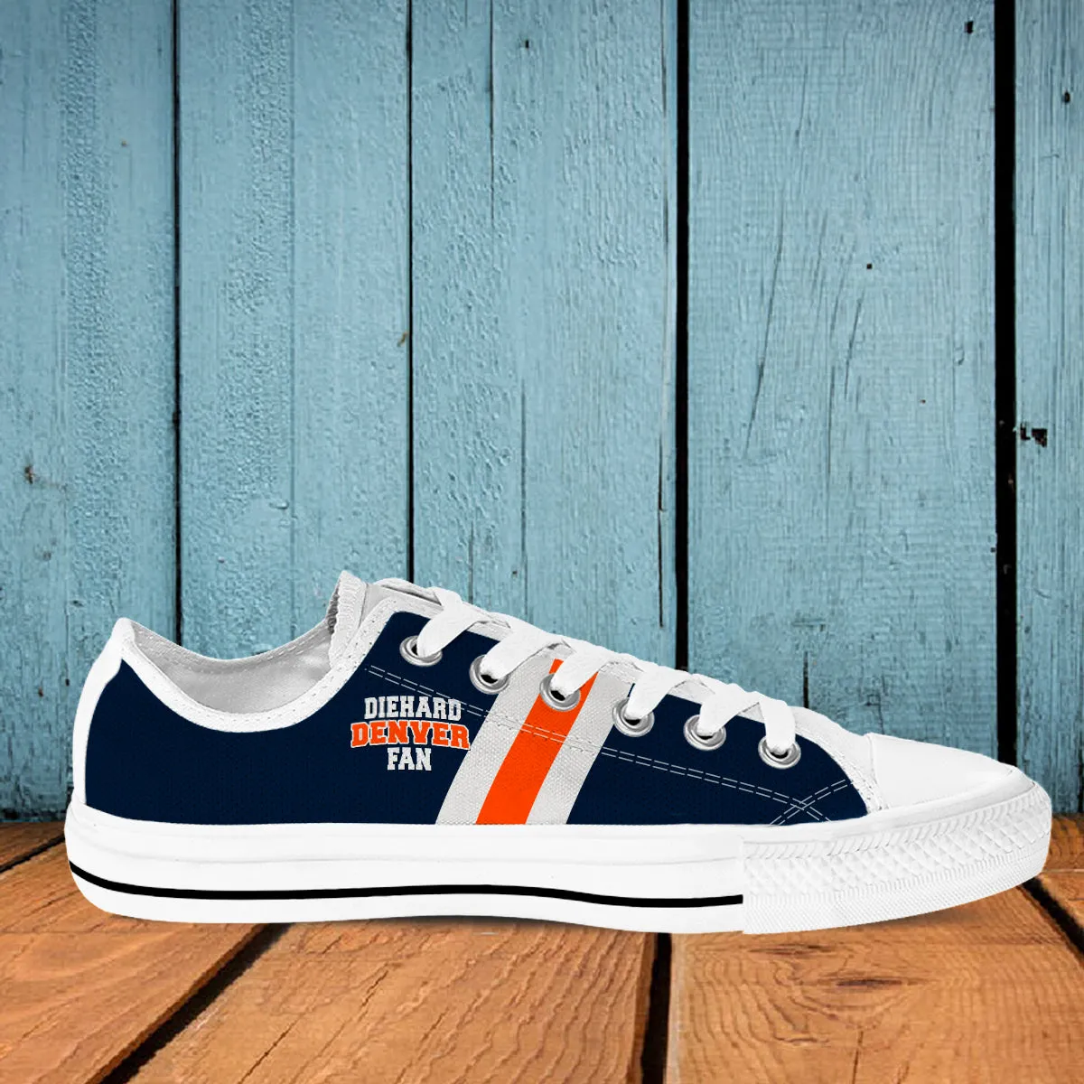 Denver Broncos Navy White Low Top Shoes