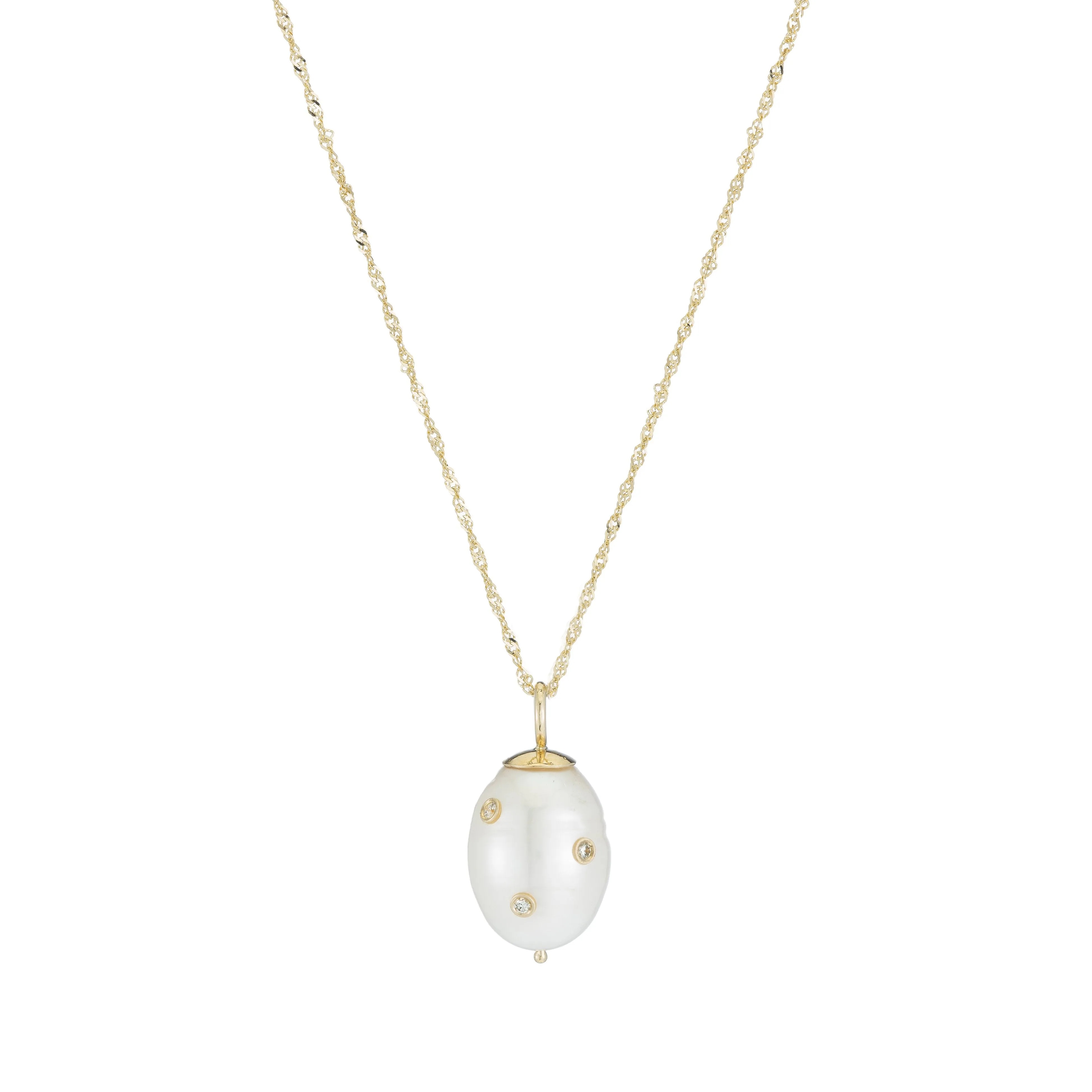 Diamond Pearl Baroque Necklace Drop