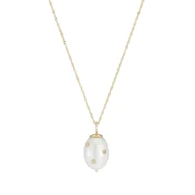 Diamond Pearl Baroque Necklace Drop