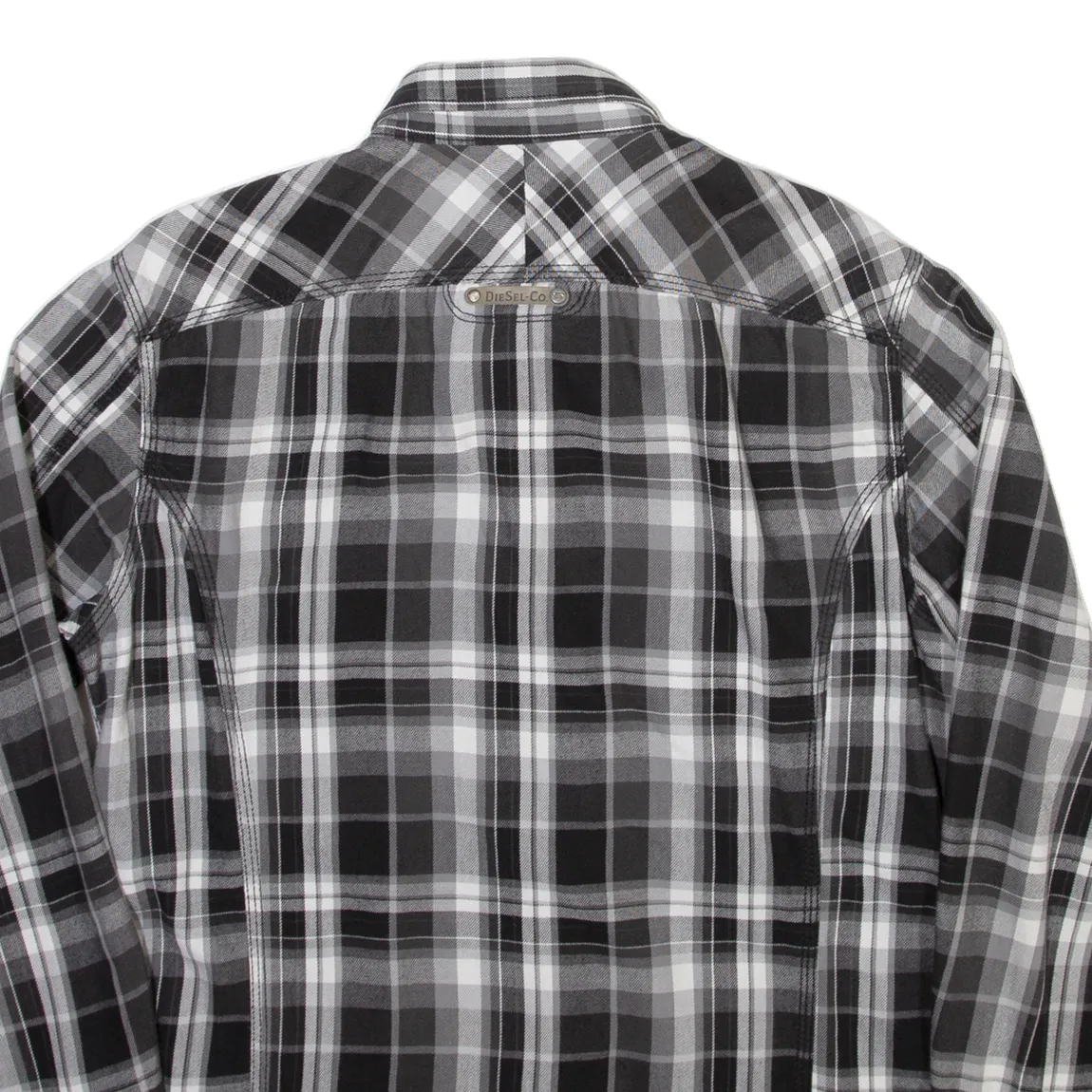 DIESEL Mens Shirt Grey Plaid Long Sleeve L