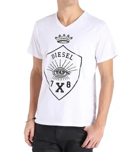 Diesel T-Hama Vee Neck Print T-shirt White