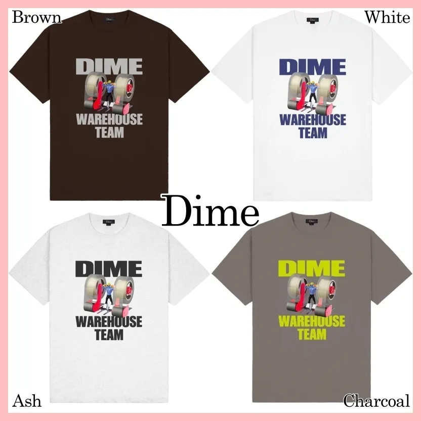 Dime  |Unisex Street Style Plain Cotton Short Sleeves Logo