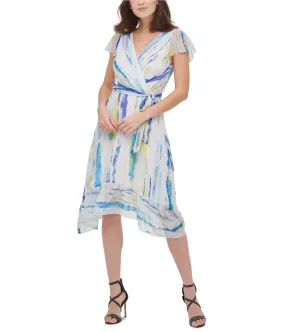 Dkny Womens Brushstroke High-Low Midi Dress