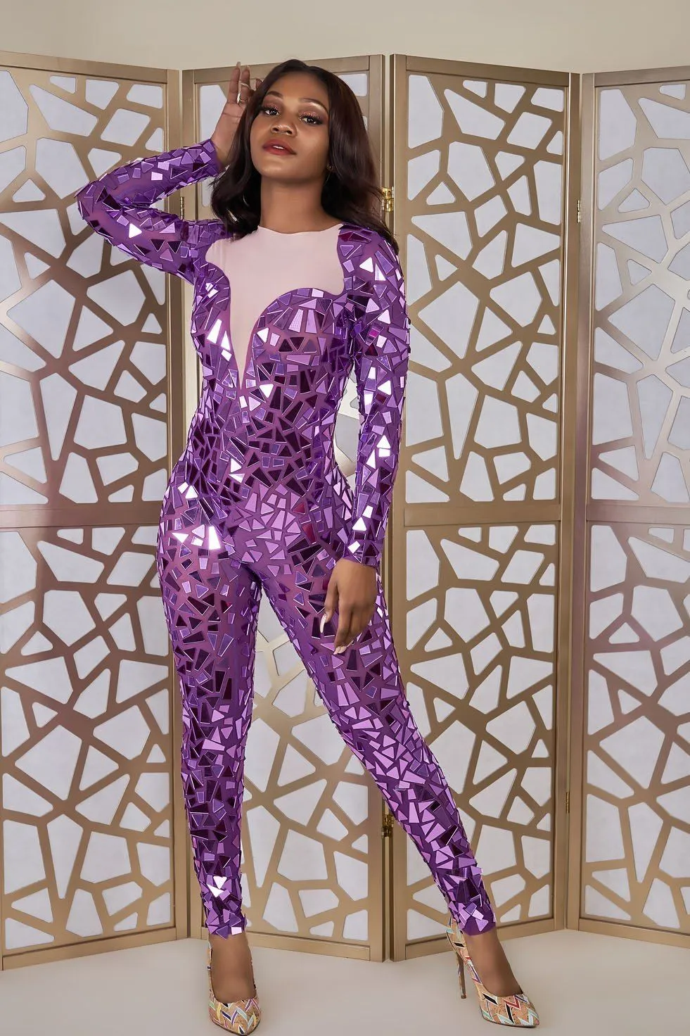 Doja Purple Mirror Catsuit