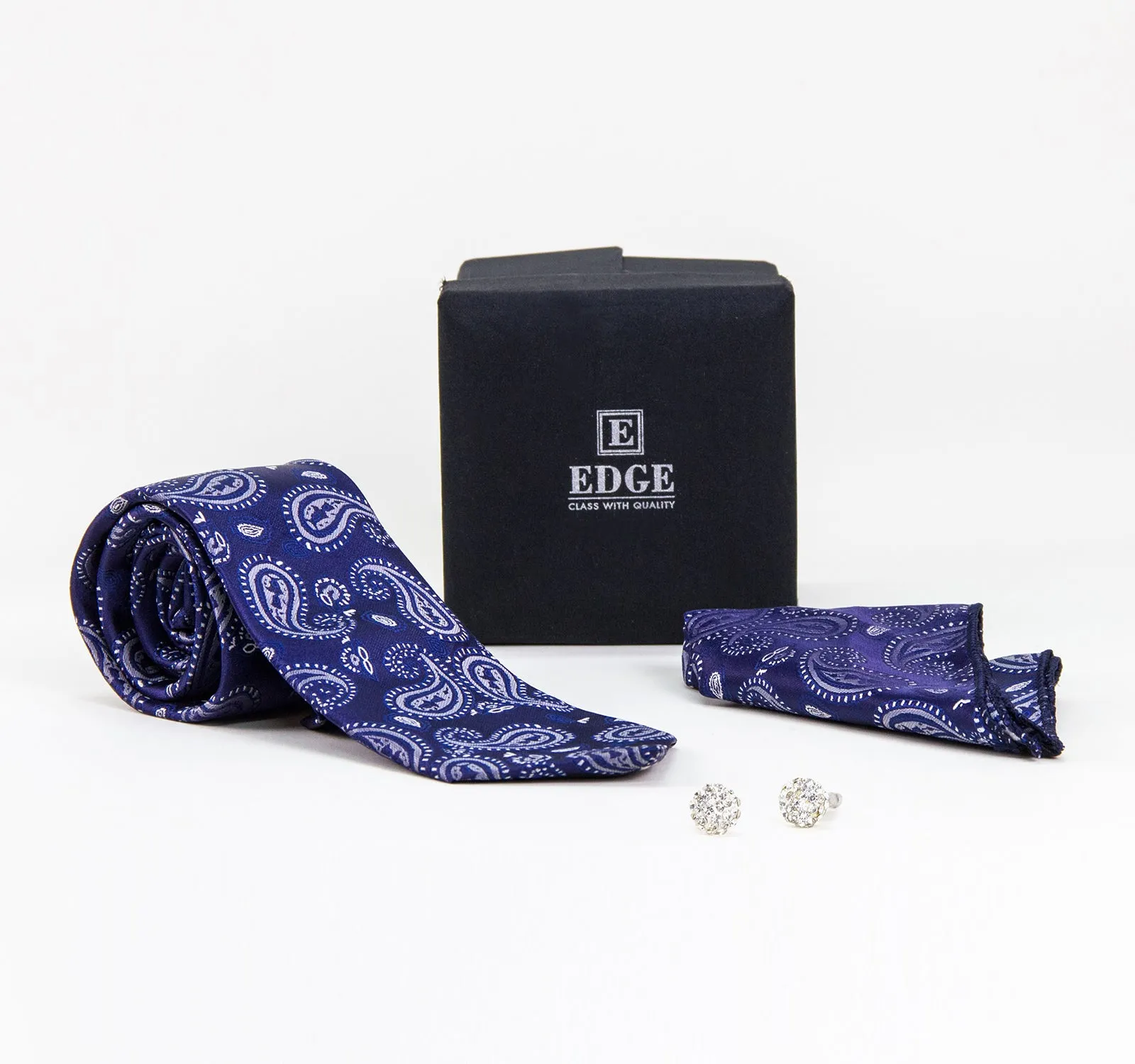 EDGE 3-Piece Tie, Handkerchief, and Cufflinks Set