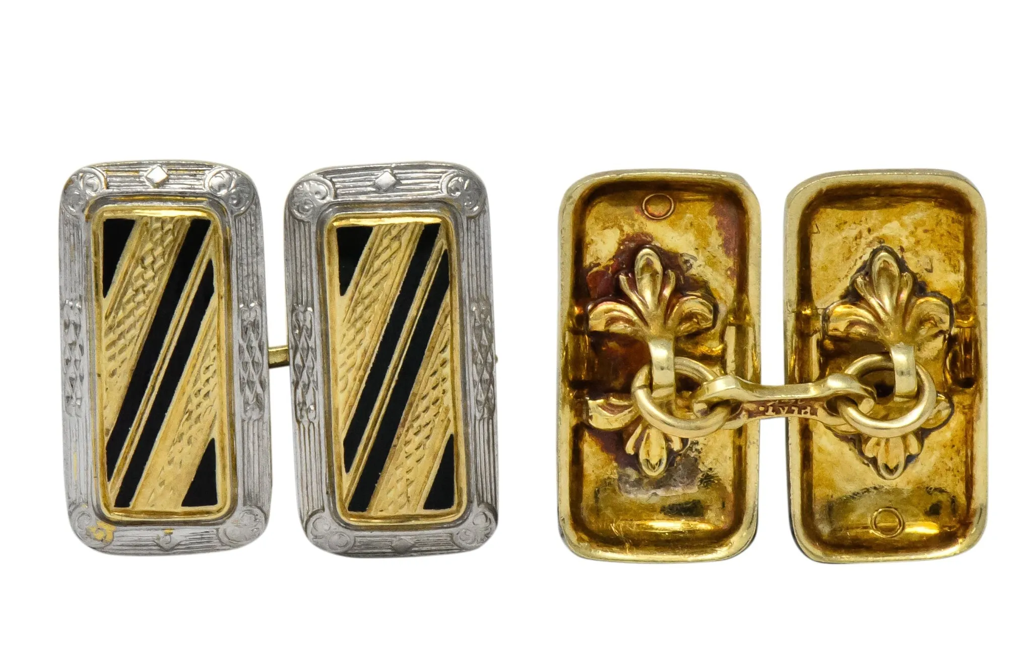 Edwardian enamel platinum gold cufflinks.