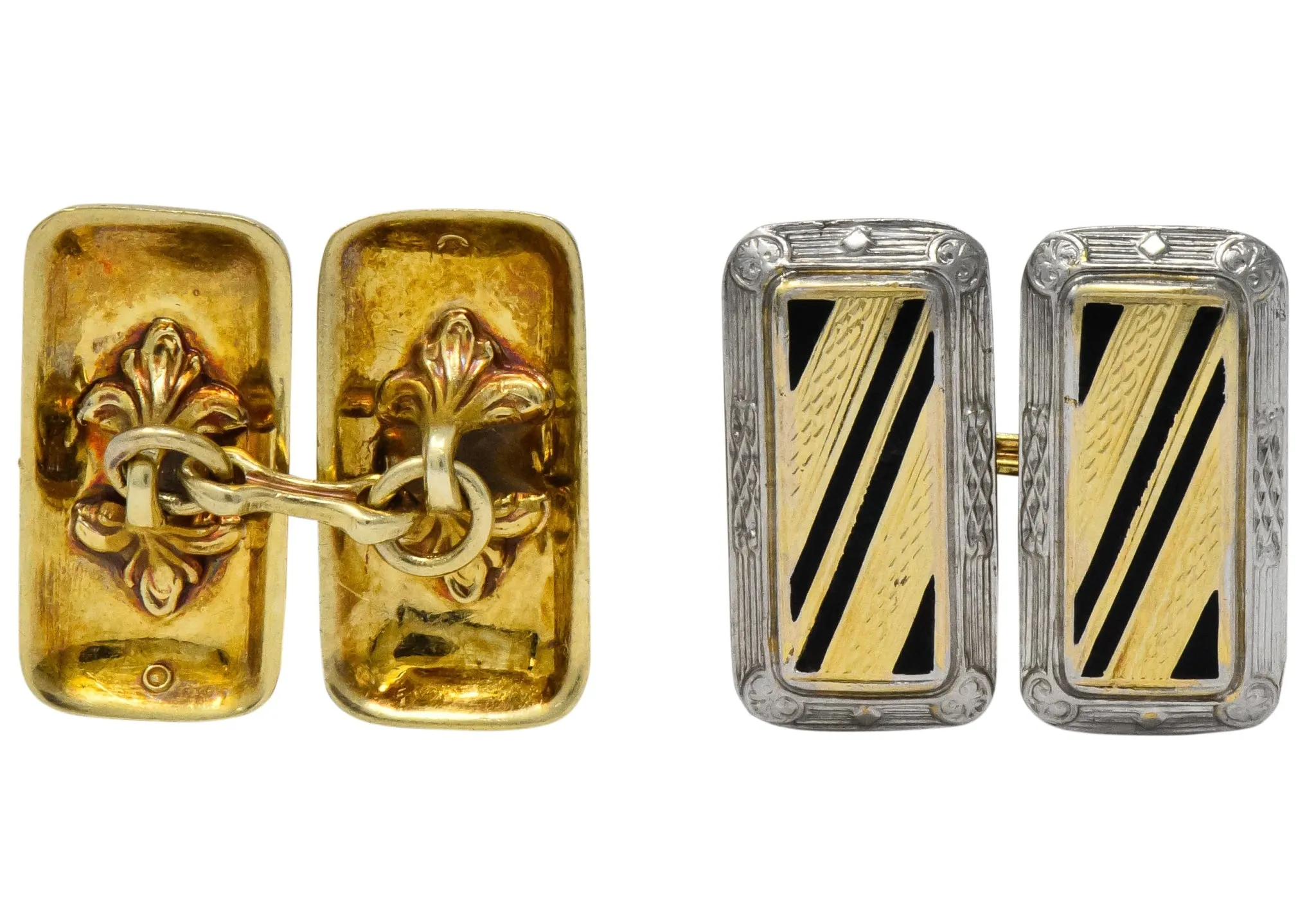 Edwardian enamel platinum gold cufflinks.