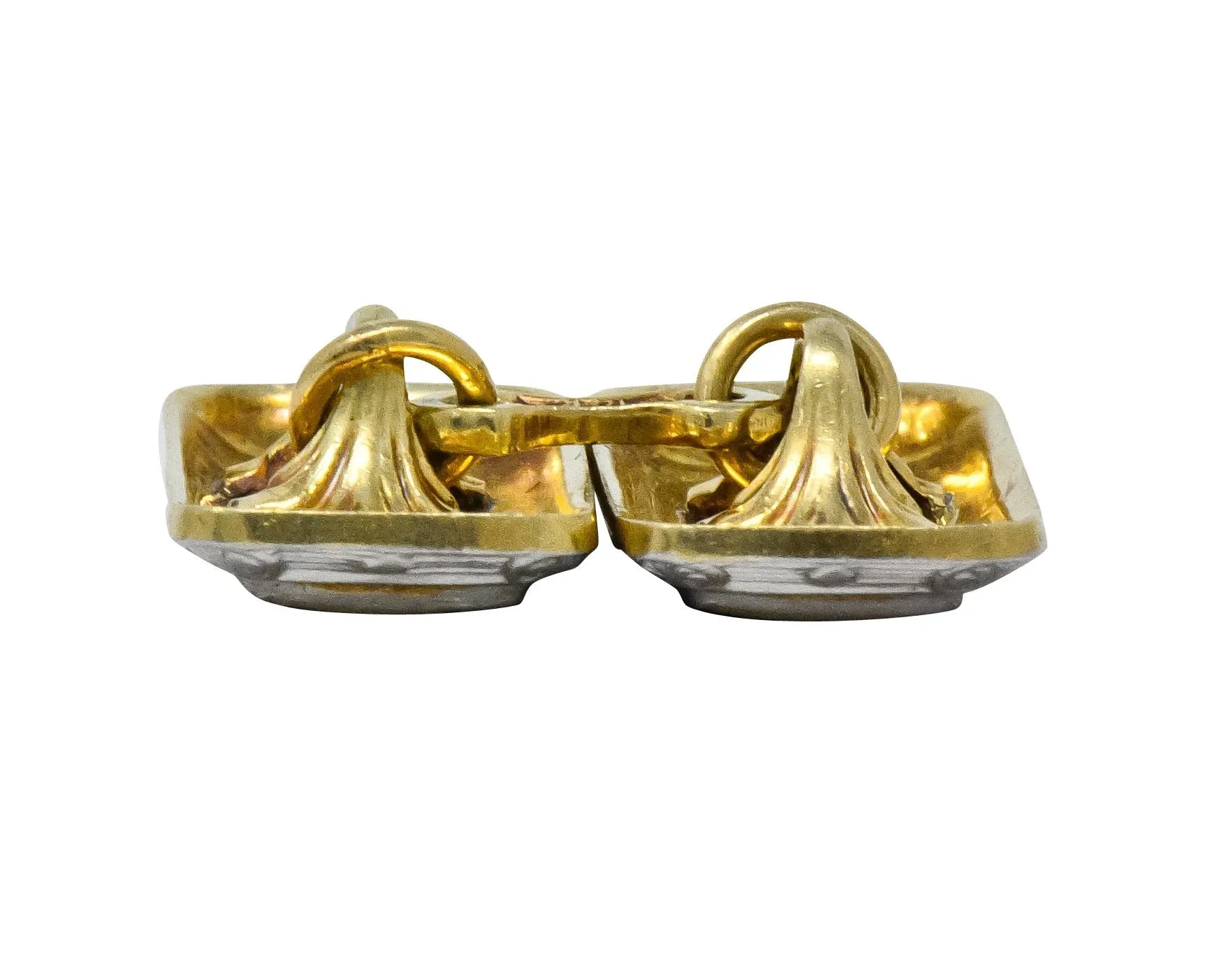 Edwardian enamel platinum gold cufflinks.