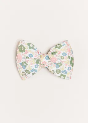 Emilia Green Floral Medium Bow Clip