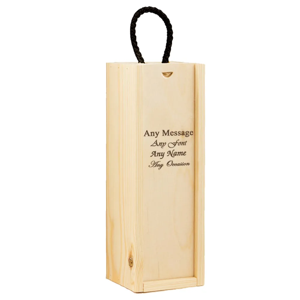 Engraved Wooden Wine Box - Standard Bottle Size, Ideal for Special Occasions