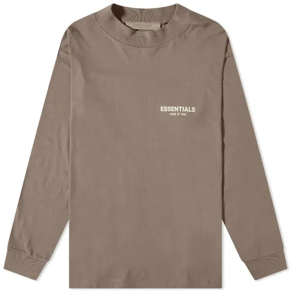 FEAR OF GOD Essentials Felt Logo Long Sleeve Tee Desert Taupe