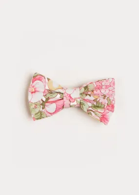 Floral Print Small Bow Clip - Eloise - Pink