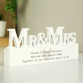 Free Text Wooden Heart Mr & Mrs Ornament - Personalized