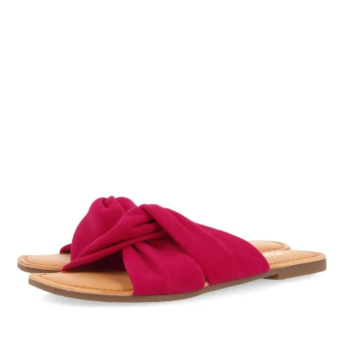 FUCHSIA LEATHER SLIDE STYLE SANDALS FOR WOMEN AGIRA