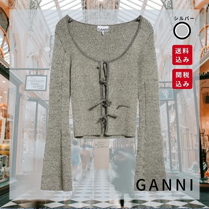 Ganni | Ribbed Lace-Up Long Sleeves Elegant Casual Style