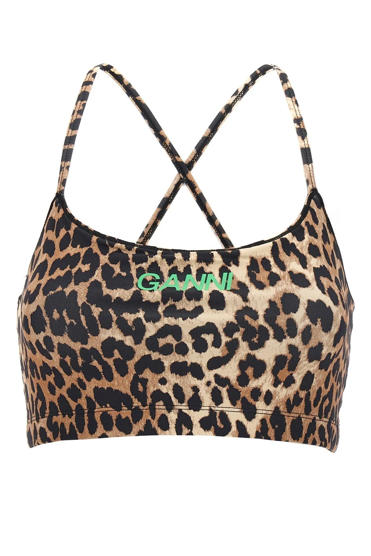 Ganni Leopard Patterns Lace-up Blended Fabrics Plain Logo