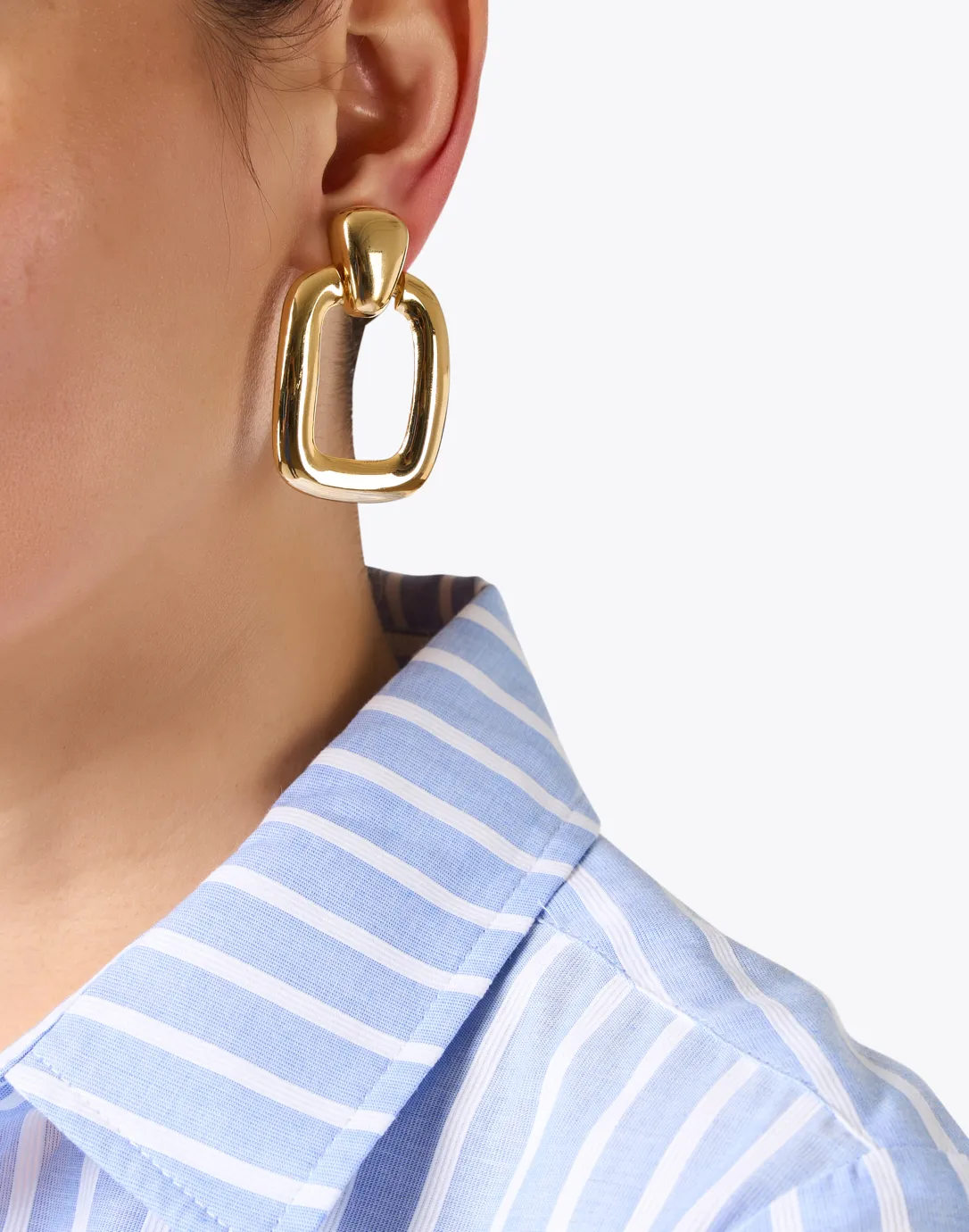 Gold Square Clip Earrings