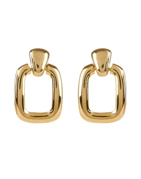 Gold Square Clip Earrings