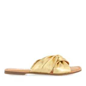 GOLDEN LEATHER SLIDE STYLE SANDALS FOR WOMEN AGIRA