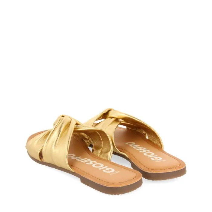 GOLDEN LEATHER SLIDE STYLE SANDALS FOR WOMEN AGIRA