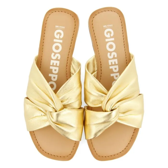 GOLDEN LEATHER SLIDE STYLE SANDALS FOR WOMEN AGIRA