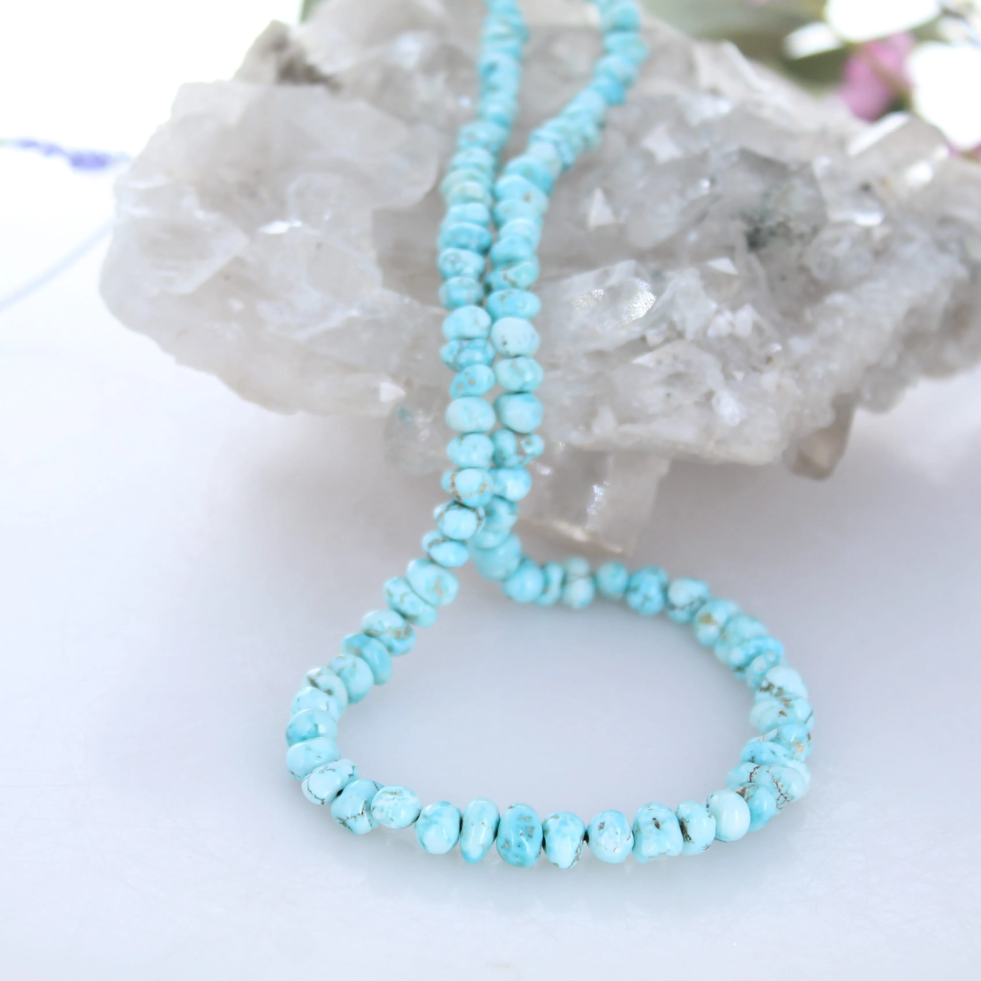 Gorgeous Ice Blue Turquoise Beads - Lone Mountain - 5-7mm