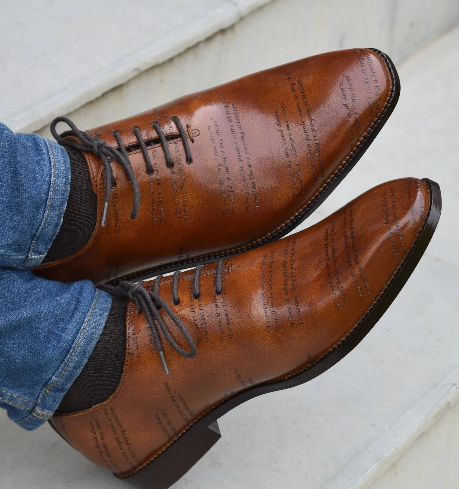 Grant Laser Quotation Cognac Handcrafted Shoes