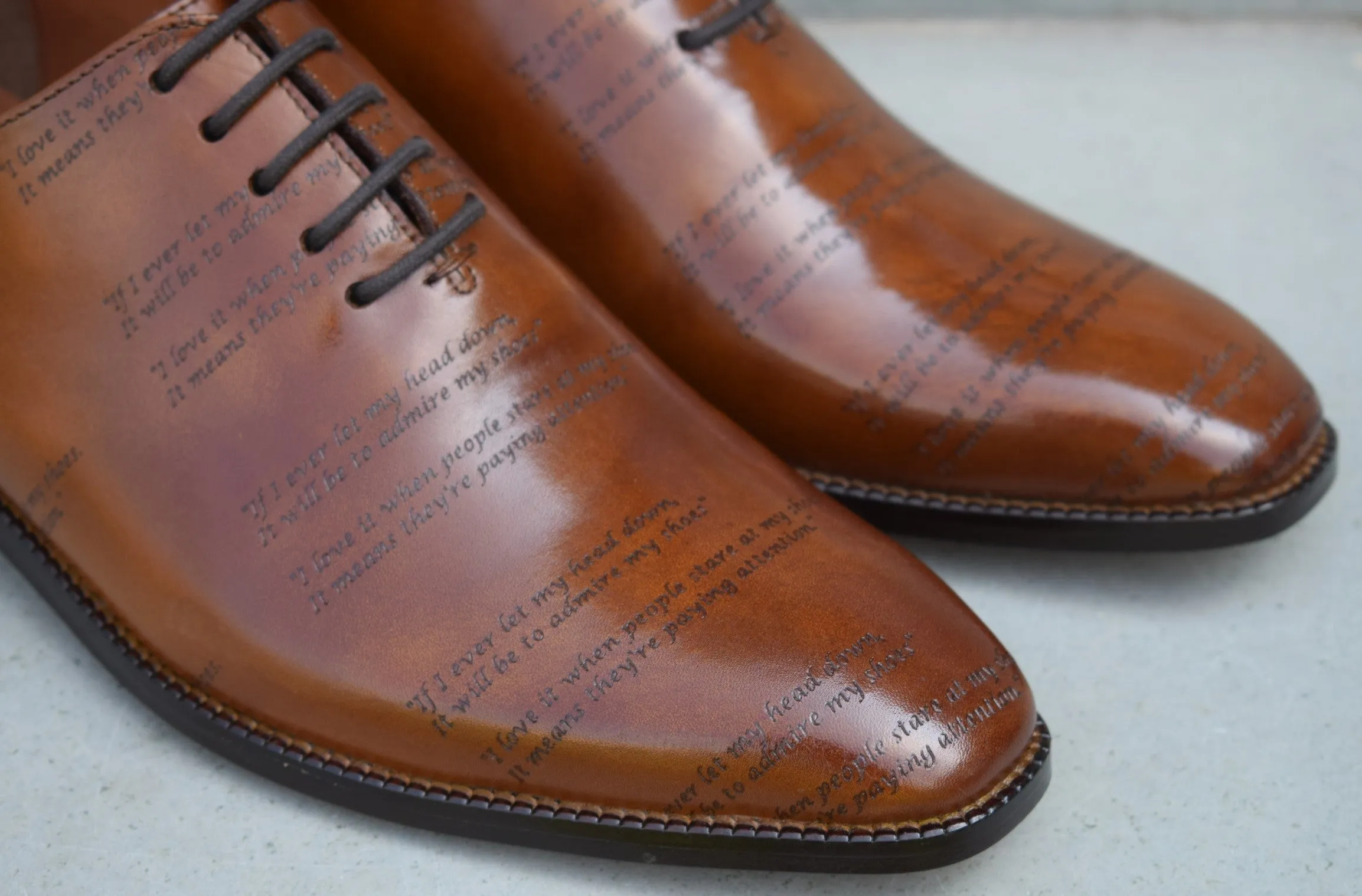 Grant Laser Quotation Cognac Handcrafted Shoes