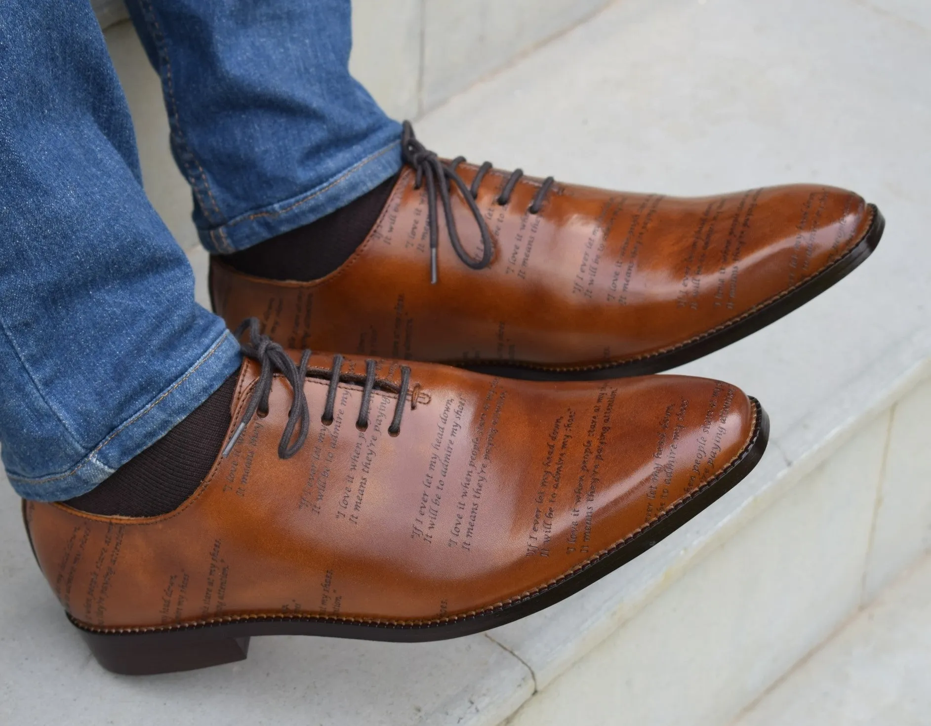 Grant Laser Quotation Cognac Handcrafted Shoes