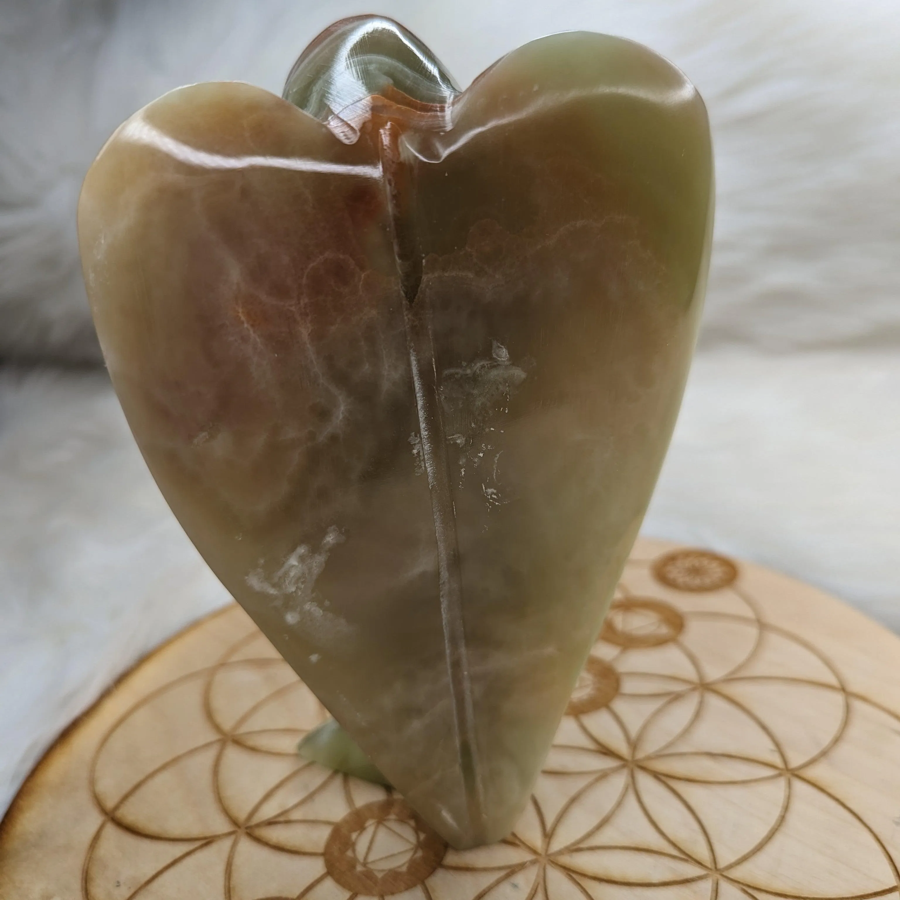 Green Banded Onyx Angel Carving - Display Carving