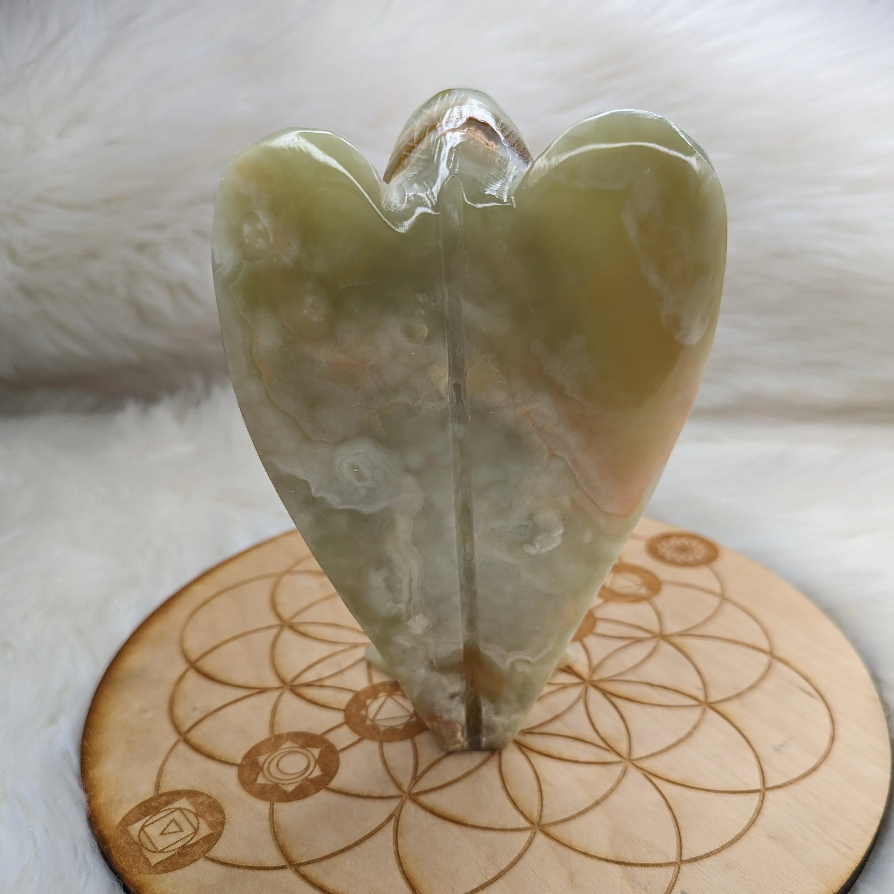 Green Banded Onyx Angel Carving - Display Carving