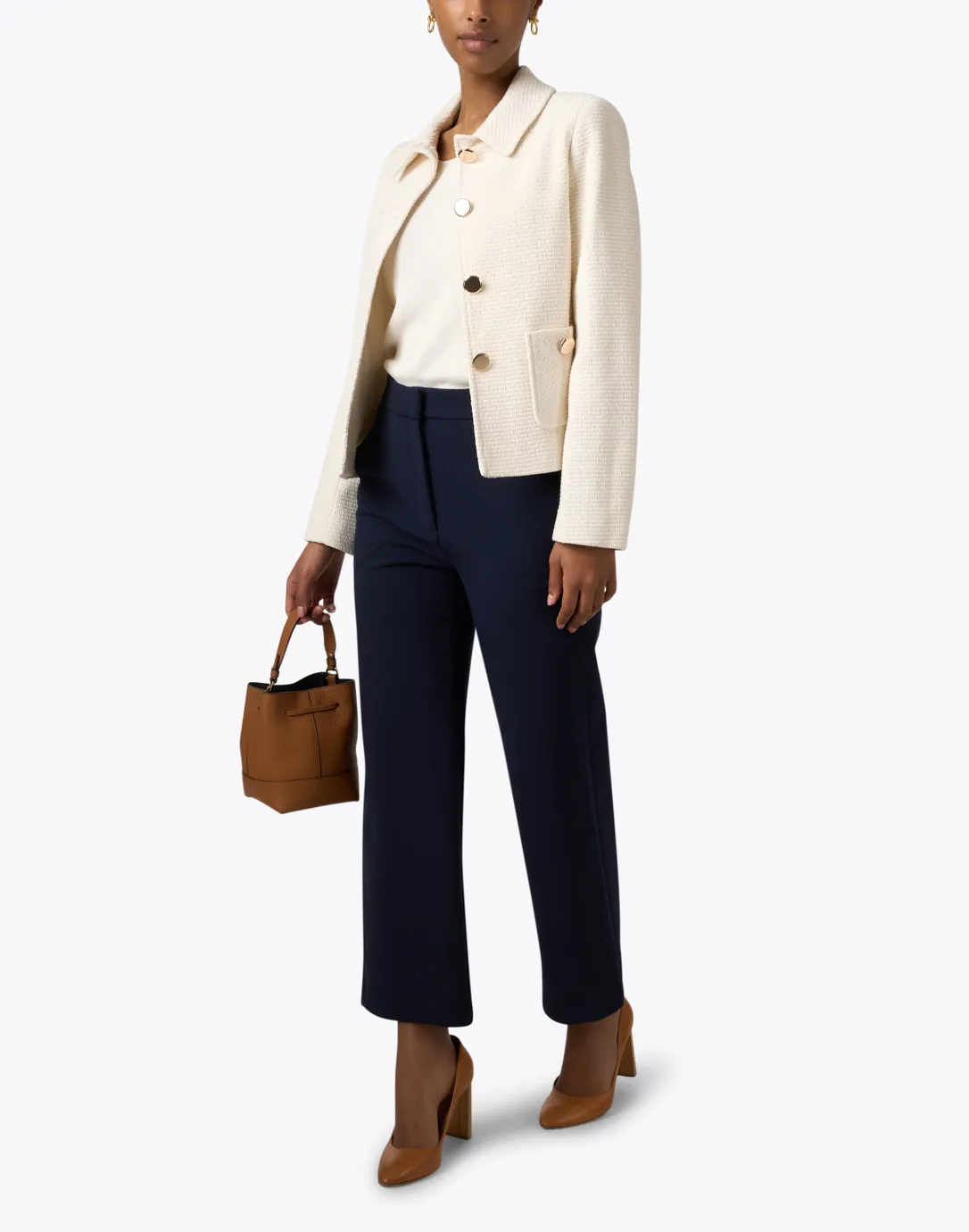 Greta Ivory Gold Button Jacket