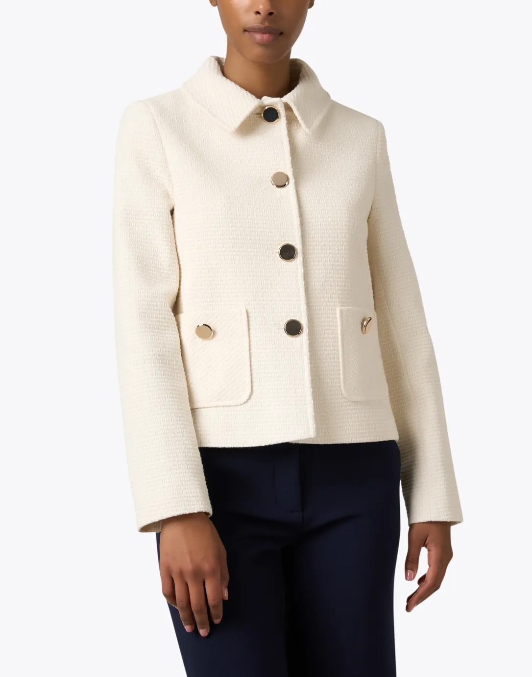 Greta Ivory Gold Button Jacket