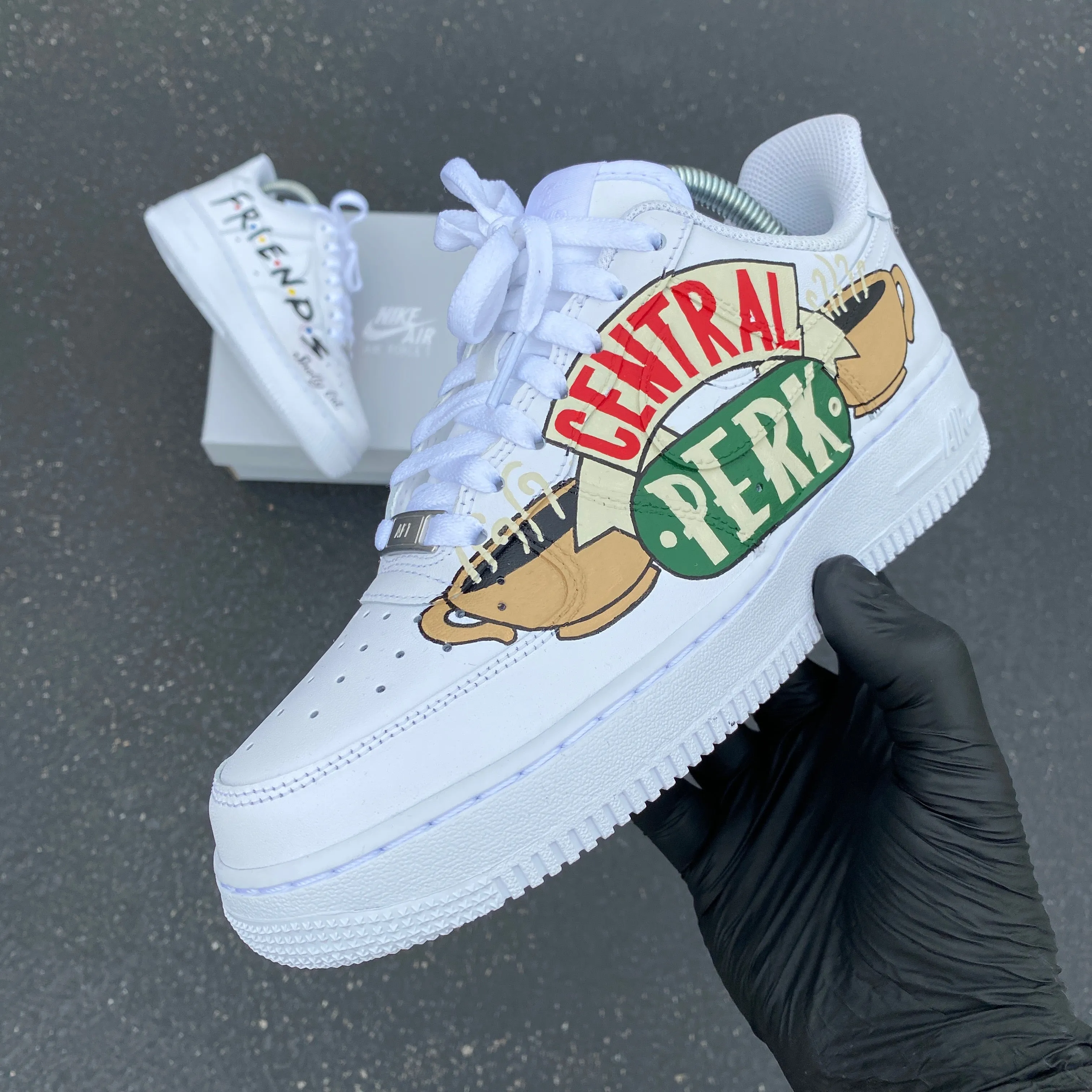 Hand Painted Friends Theme Nike Air Force 1 Low | White Custom Design.