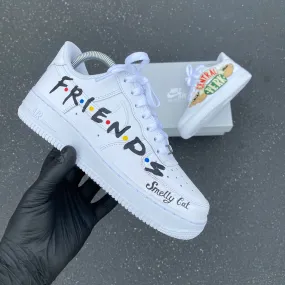 Hand Painted Friends Theme Nike Air Force 1 Low | White Custom Design.