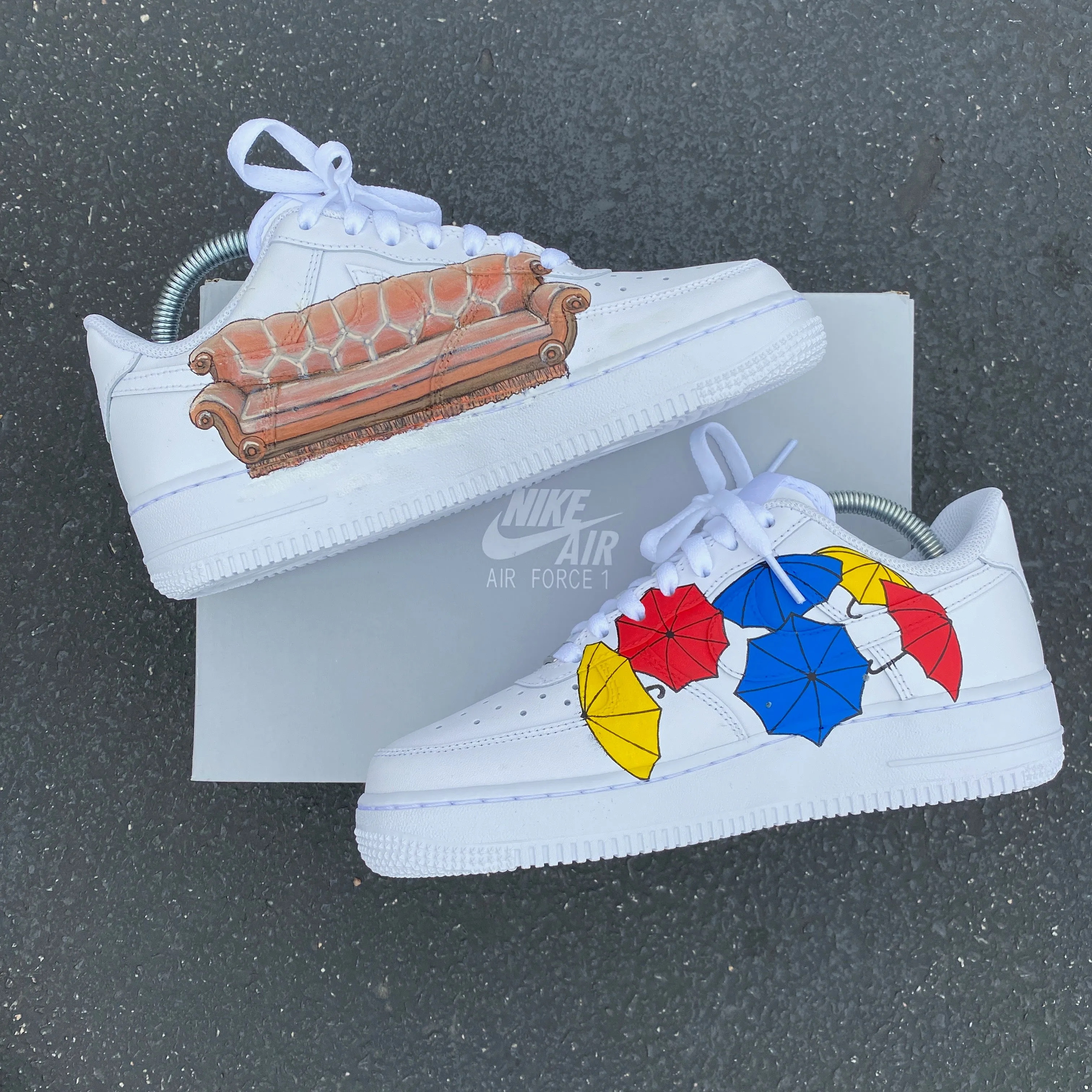 Hand Painted Friends Theme Nike Air Force 1 Low | White Custom Design.