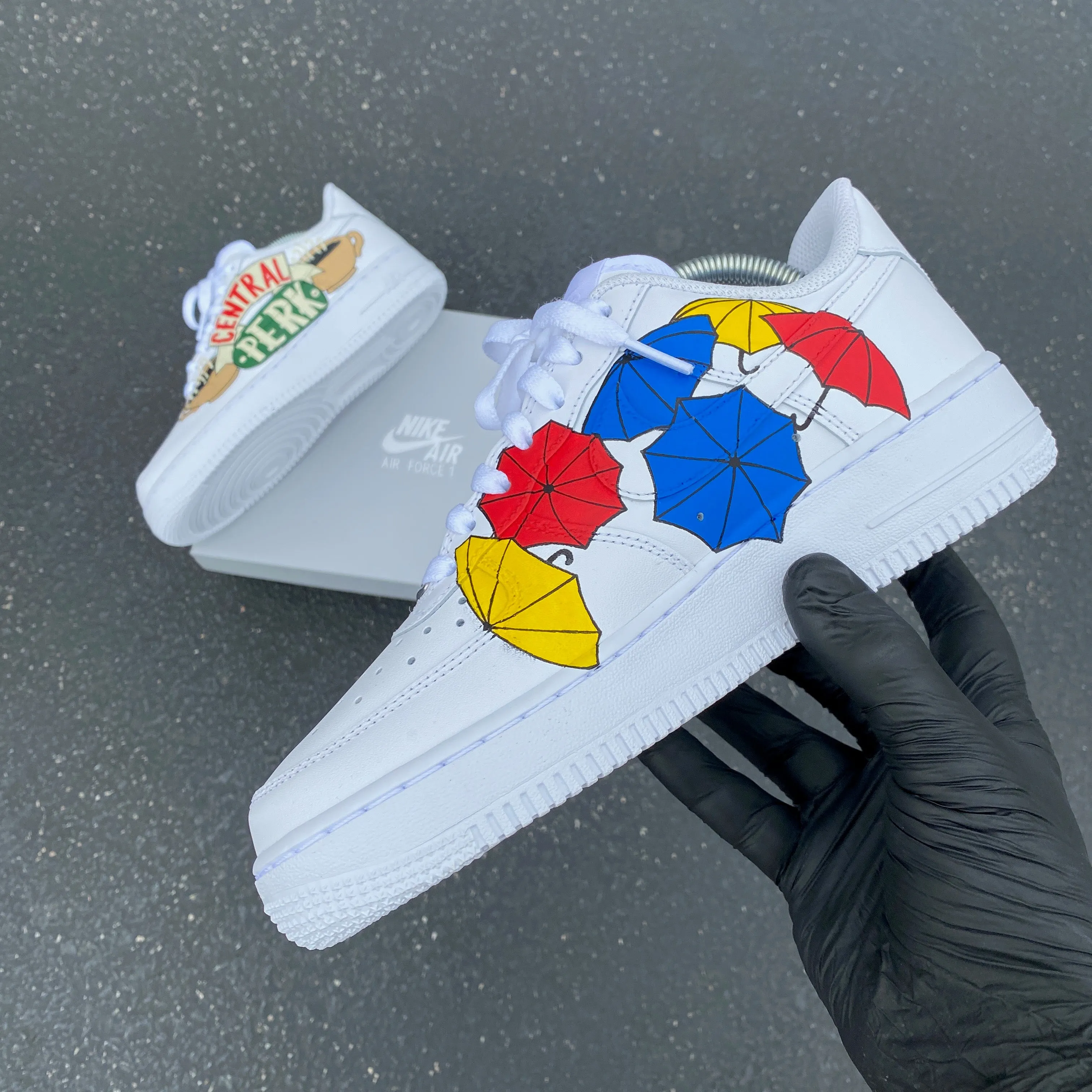 Hand Painted Friends Theme Nike Air Force 1 Low | White Custom Design.