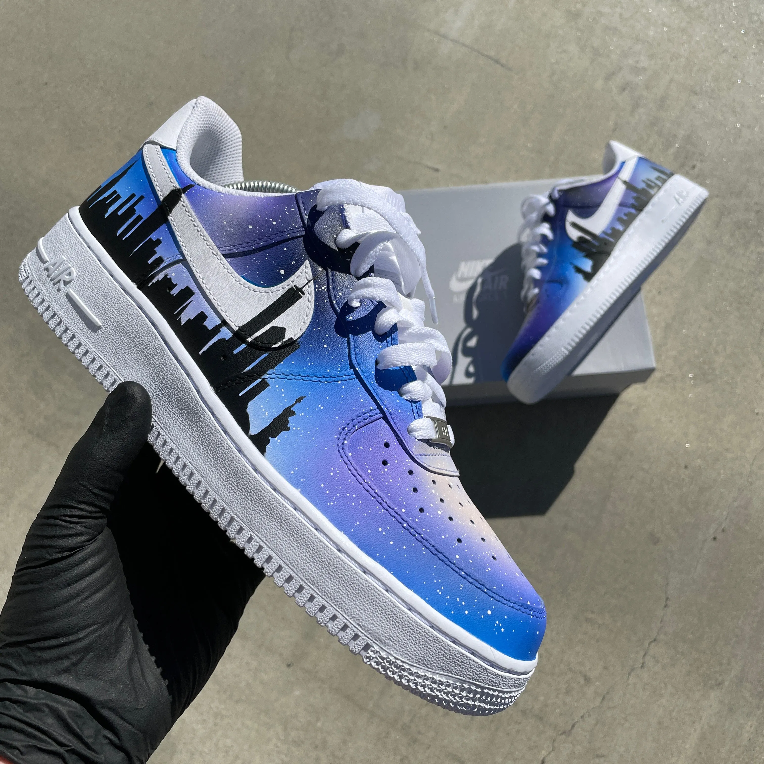 Hand Painted Galaxy City Skyline Nike Air Force 1 - Customizable & Unique