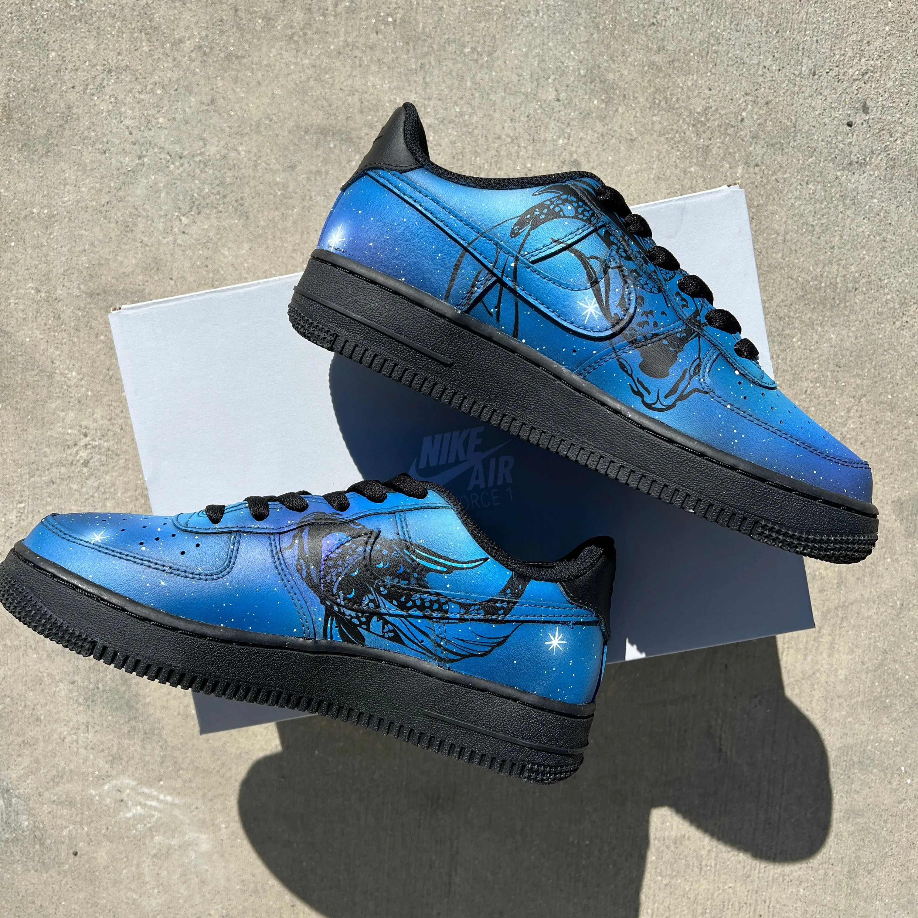 Hand Painted Galaxy Horoscope Pisces Sign Nike Air Force 1 - Customized Shoes for Pisces Zodiac Sign