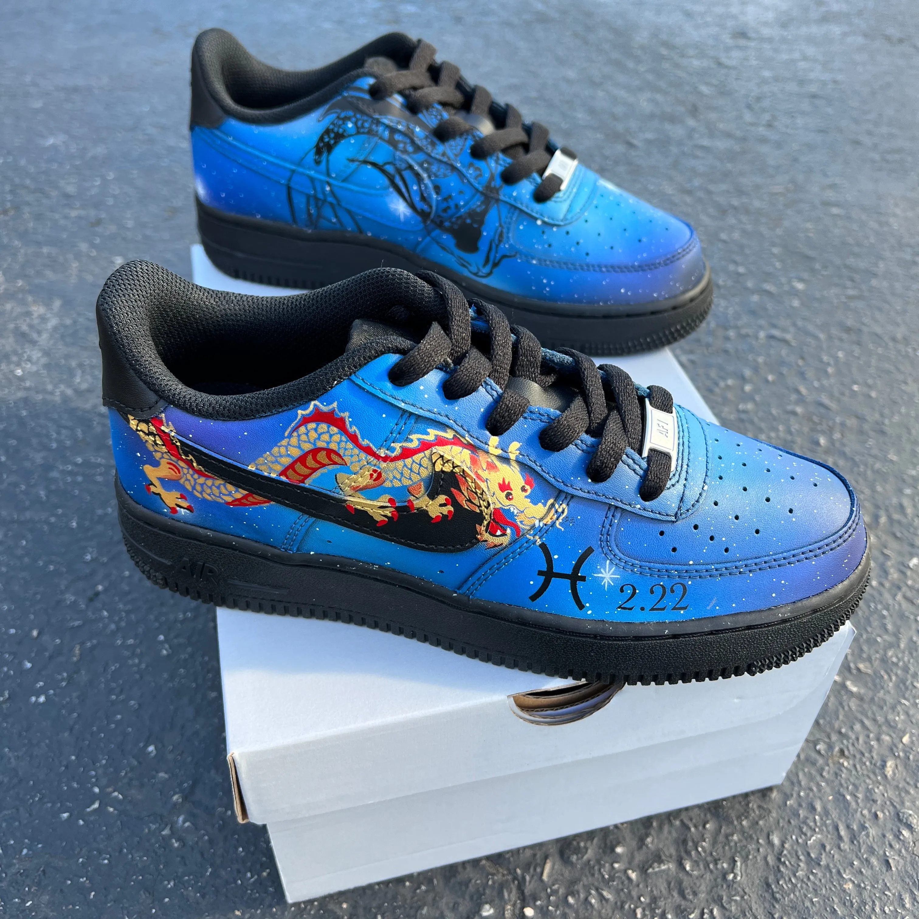 Hand Painted Galaxy Horoscope Pisces Sign Nike Air Force 1 - Customized Shoes for Pisces Zodiac Sign