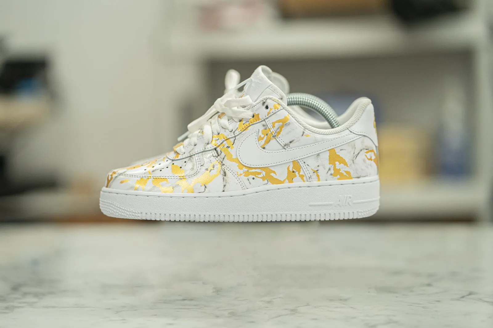 Hand Painted Gold Marble Nike Air Force 1 Low - Custom Option