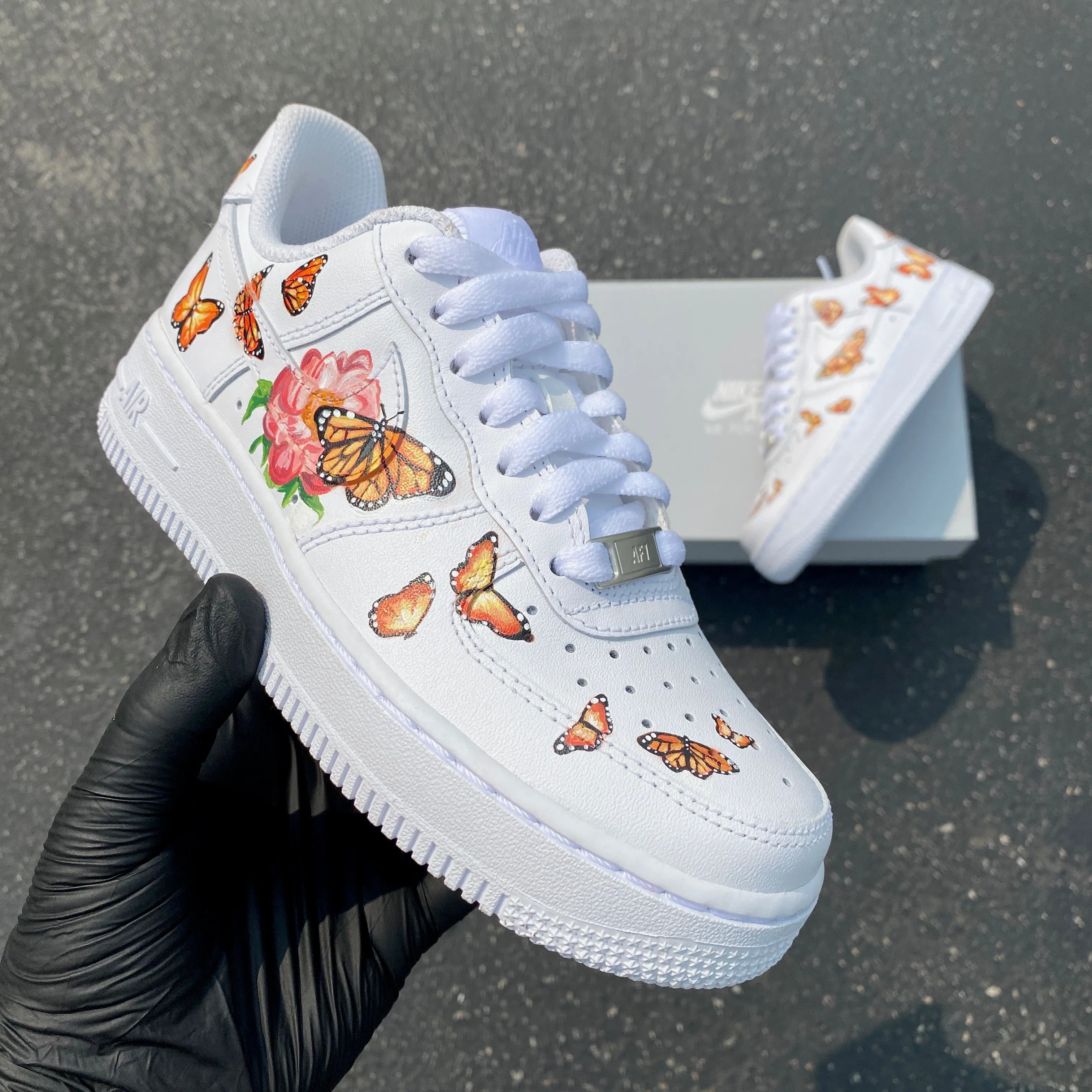 Hand painted Monarch Butterfly Nike Air Force 1 Low