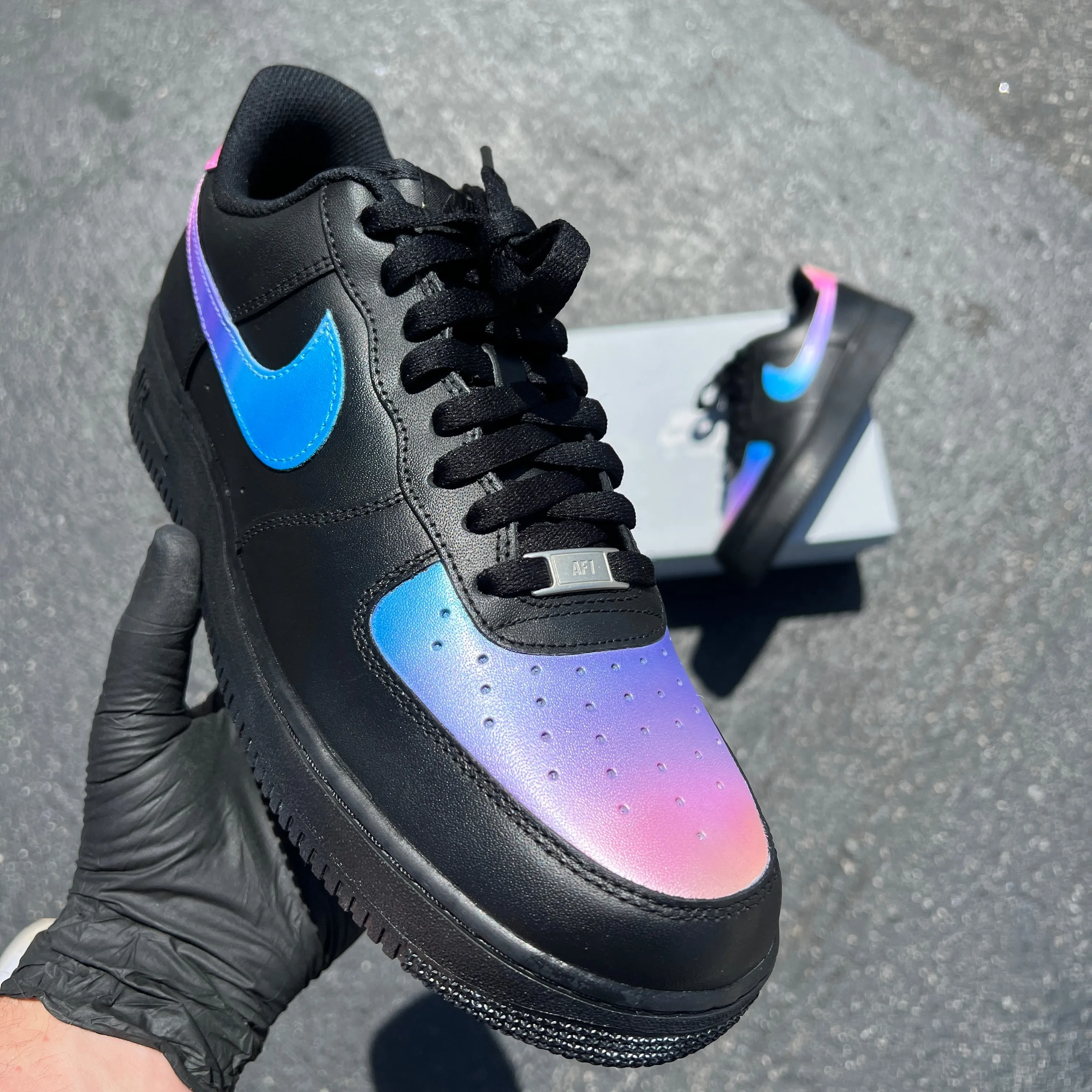 Hand Painted Ombre Gradient White Nike Air Force 1 for Sale