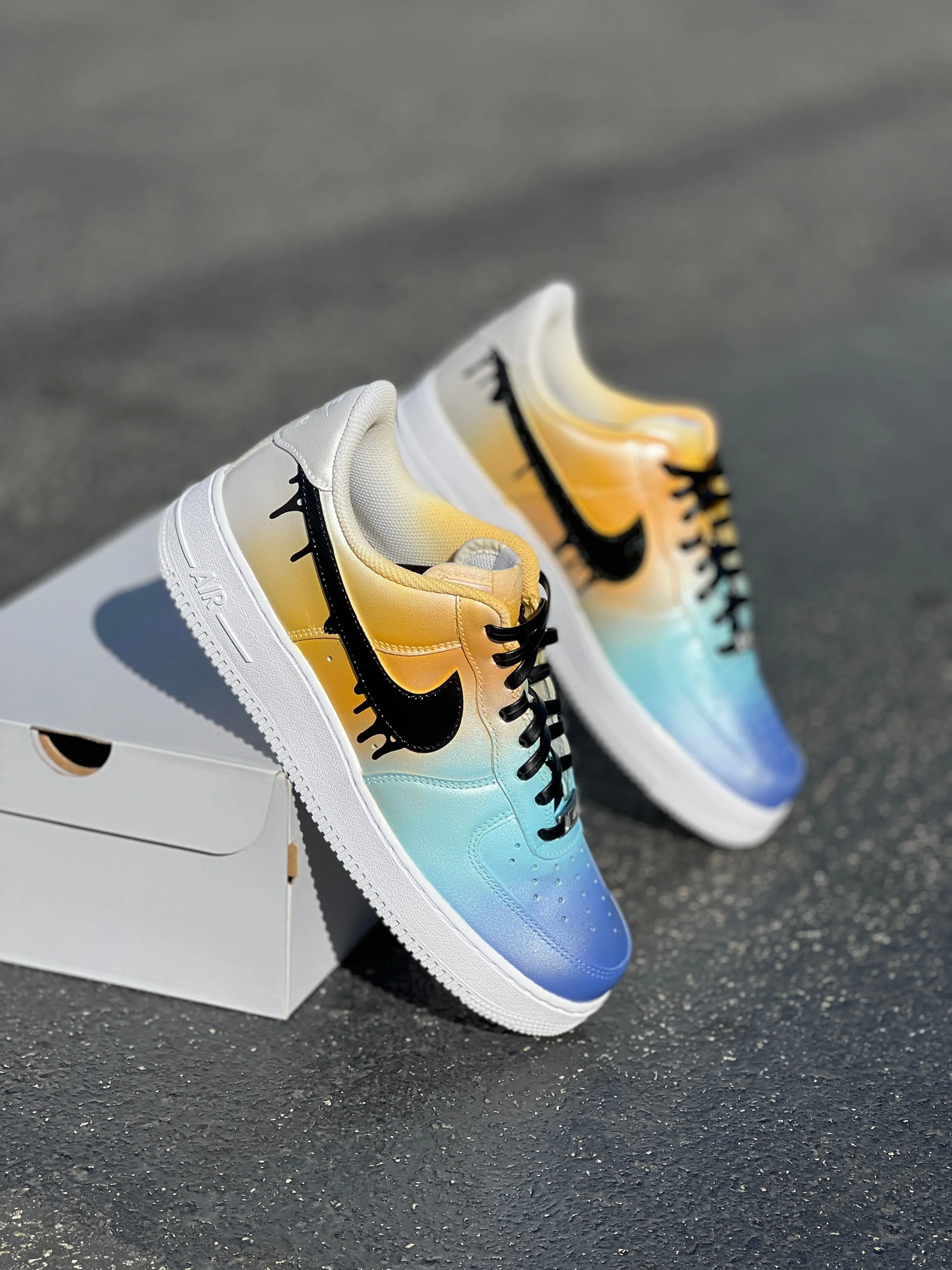 Hand Painting Ombre Gradient Swoosh Nike Air Force 1