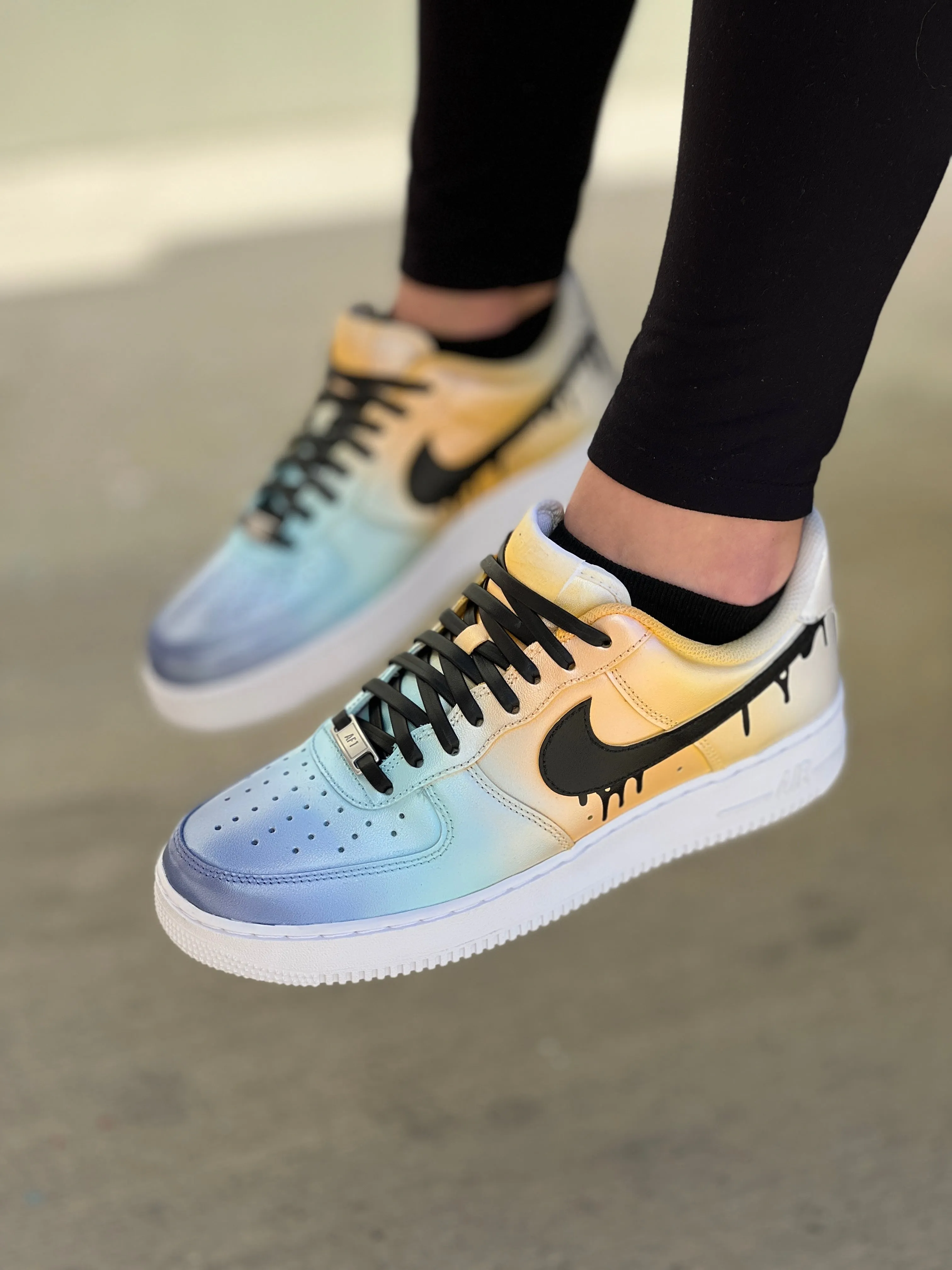 Hand Painting Ombre Gradient Swoosh Nike Air Force 1