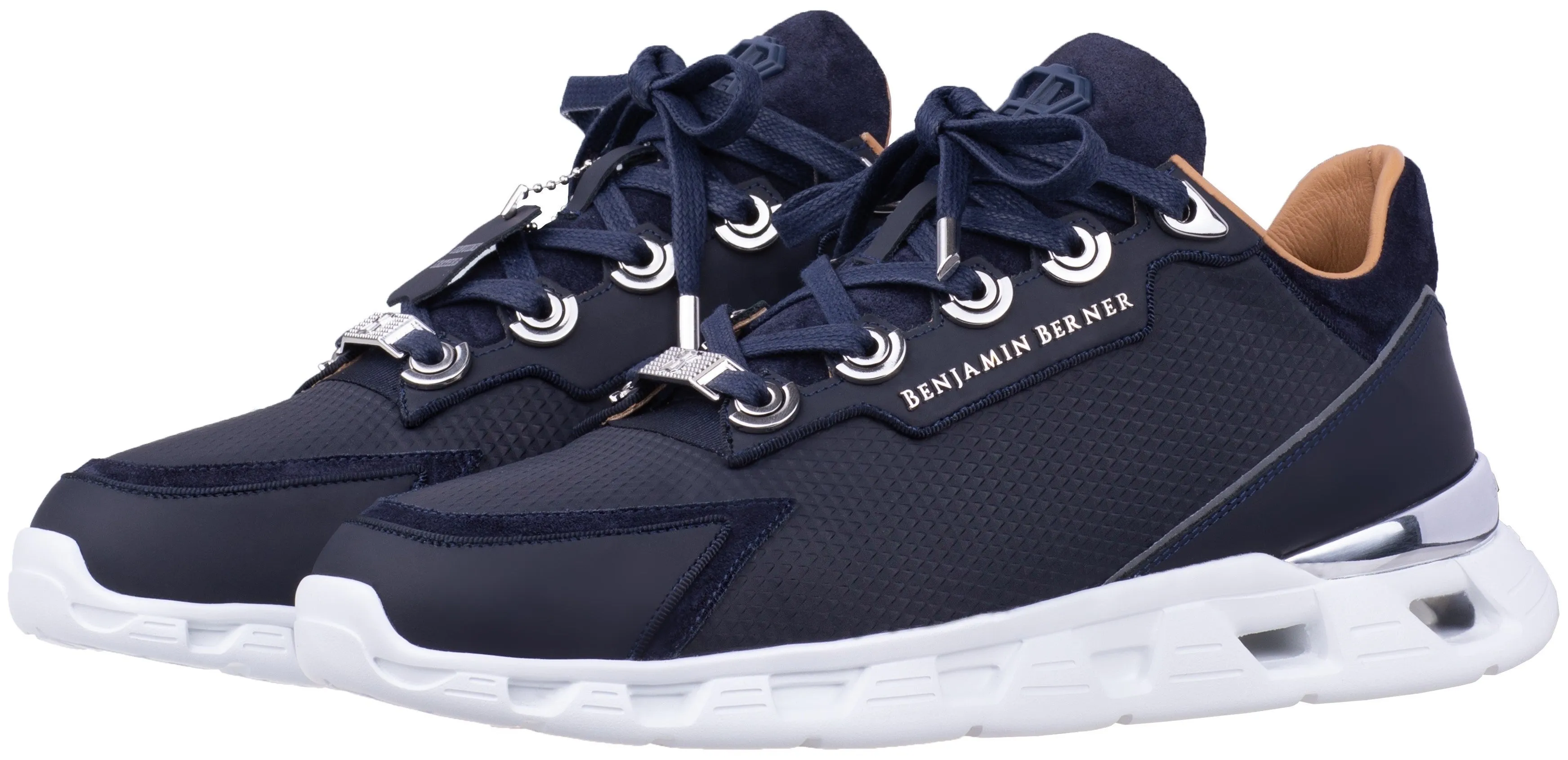 high-tech navy runner triangle embossed matt nappa