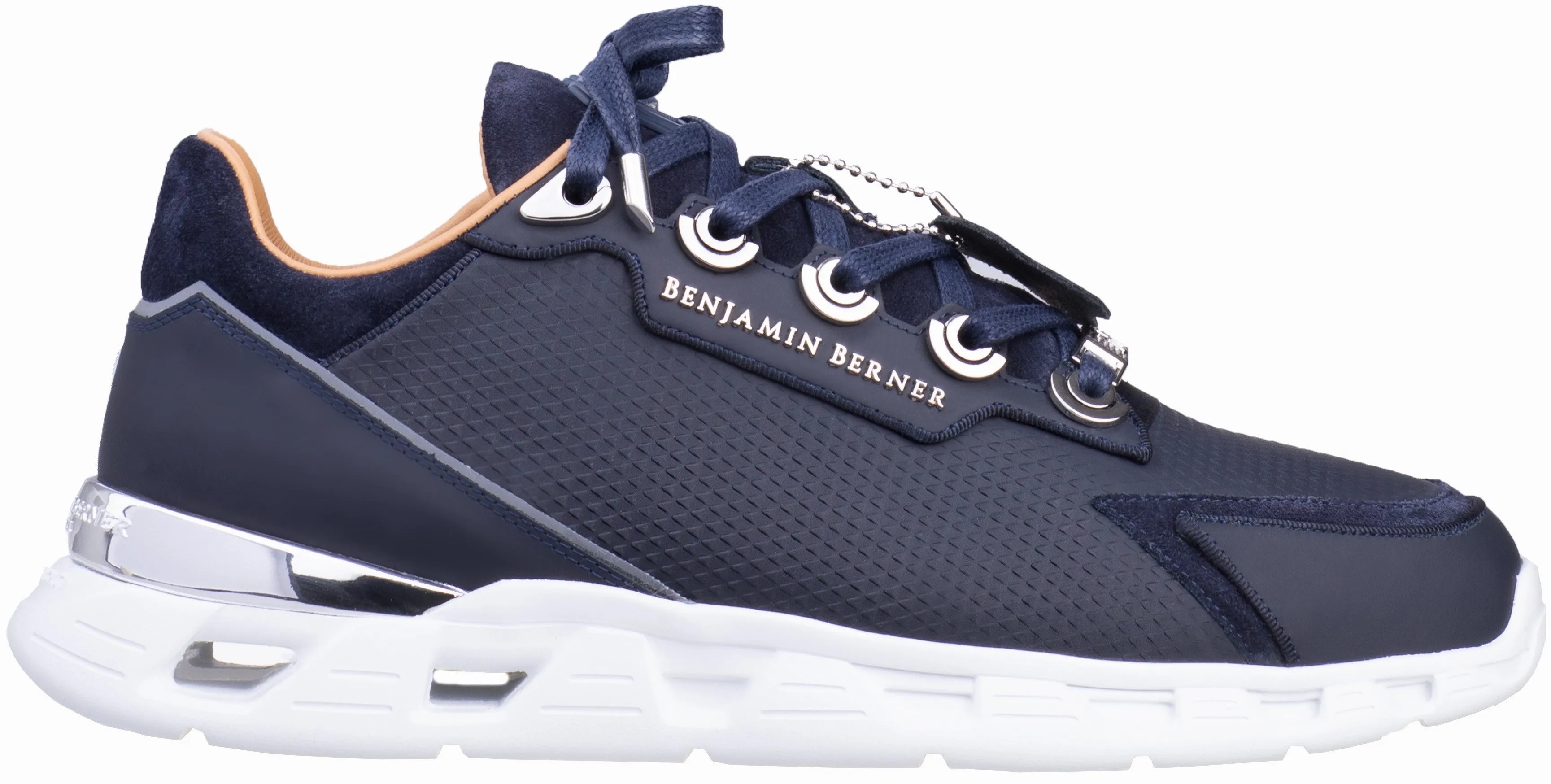 high-tech navy runner triangle embossed matt nappa