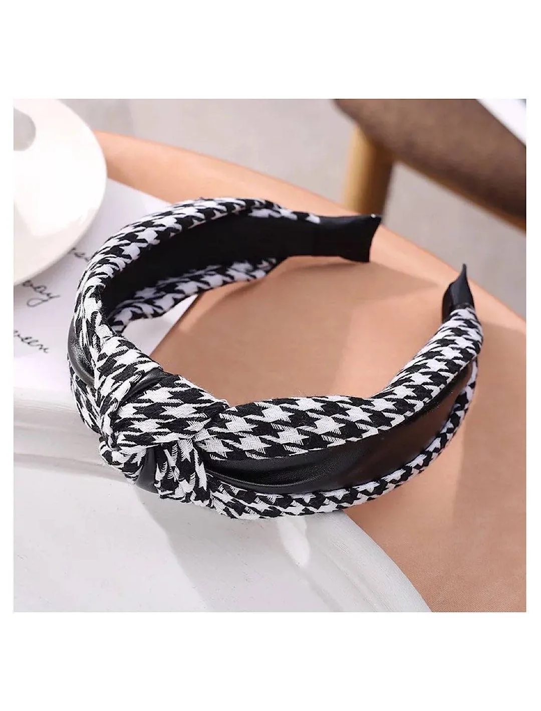 Houndstooth Wide Knot Headbands