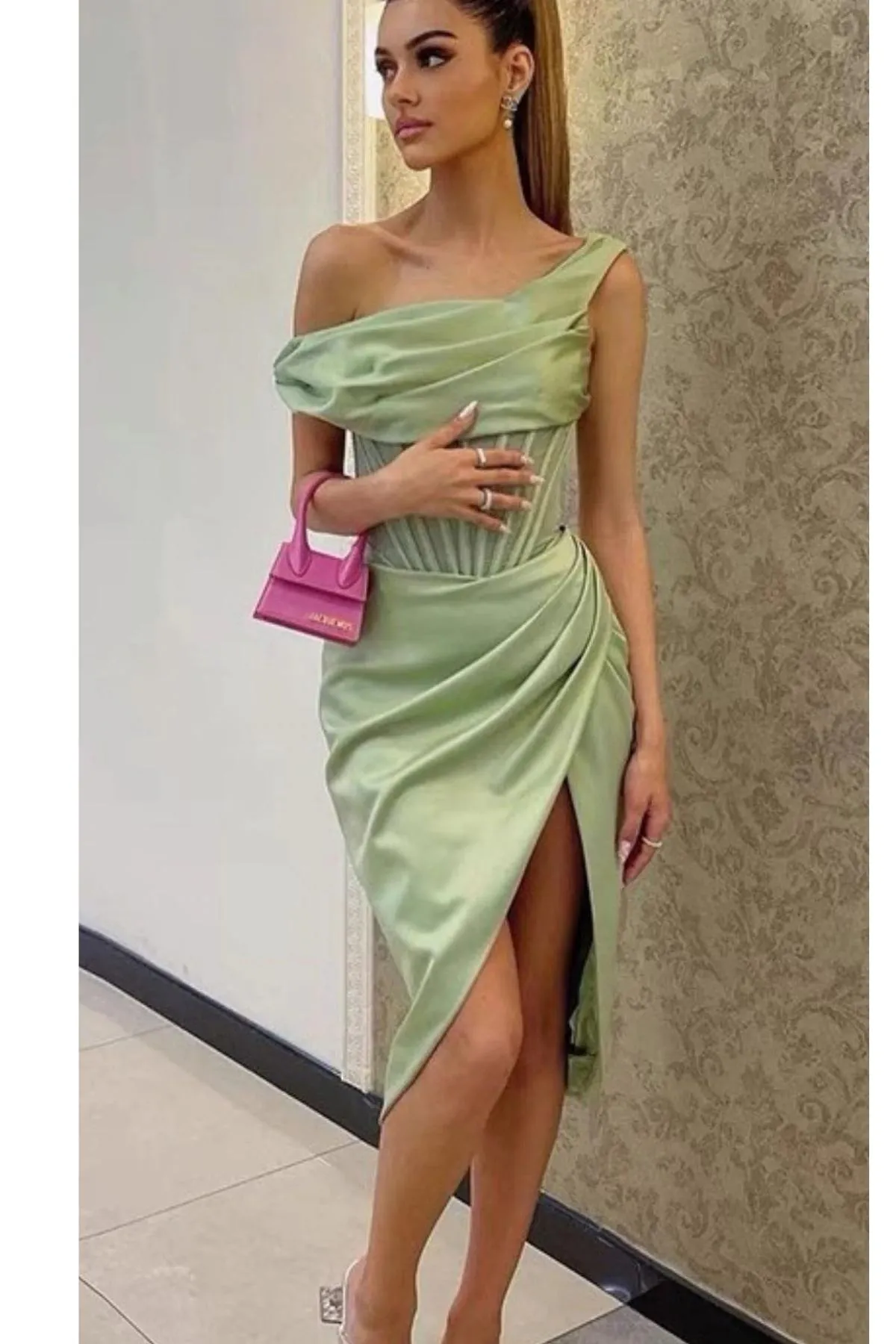 HOUSE OF CB Lulu Drape Corset Dress - Pistachio | $389