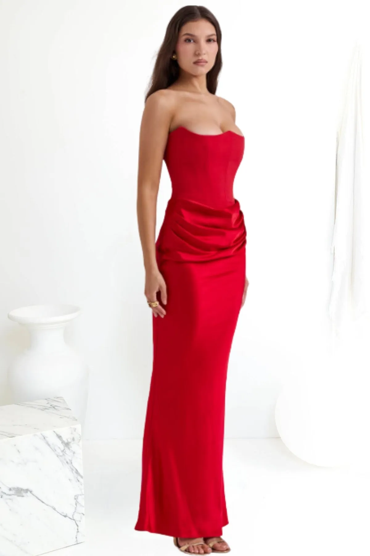 House Of CB Persephone Corset Dress Red - Buy Online Now